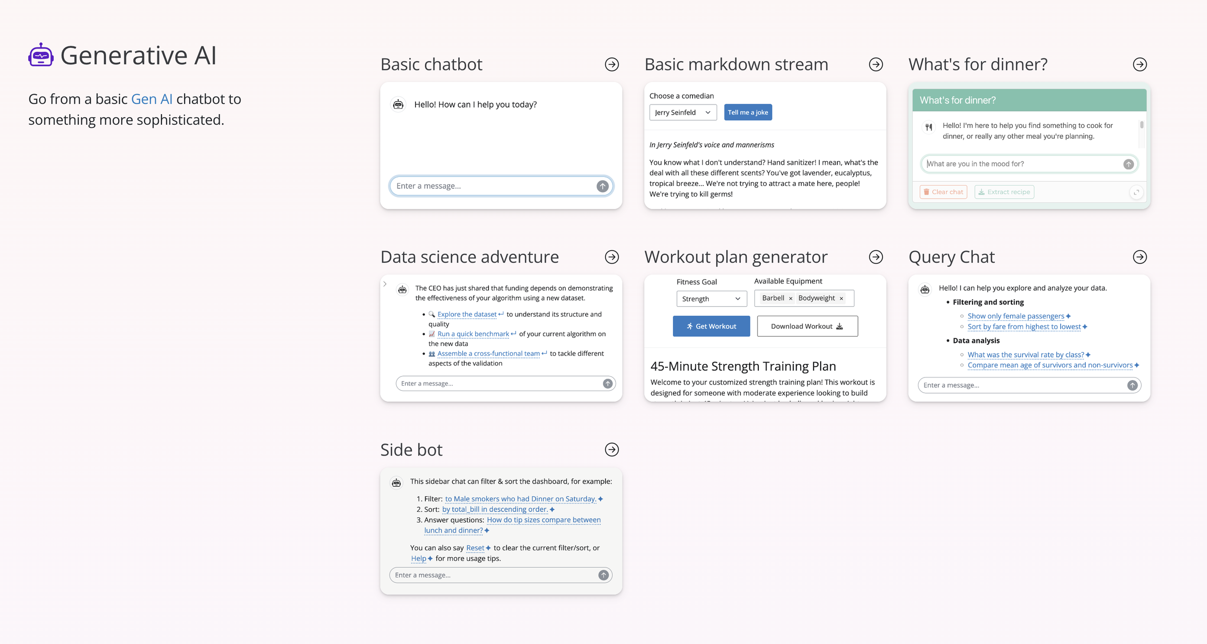 A screenshot of the new Generative AI templates